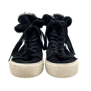 UGG Women's Beven Leather High-Top Lace-Up Sneaker Shoes Black Us Size 8